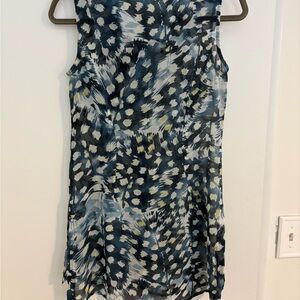 CAbi Blue and Yellow Patterned Top